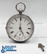 Waltham Silver Pocket Watch, a chunky pocket watch Birmingham 1907 hallmarked case - with its key in