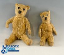 2 Period English straw filled mohair Jointed Teddy Bears, both with 5 joints and replacement eyes (