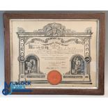 1910-1911 Worshipful Company of Farriers, 2 good looking framed certificates for Arthur Harris