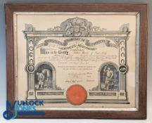1910-1911 Worshipful Company of Farriers, 2 good looking framed certificates for Arthur Harris