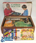 Vintage Board Games: an old suit case with contents of Casdon Soccer played by Bobby Charlton,