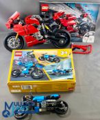 Lego Technic Ducati Motorcycle 42107, built with construction, plus a 3 in 1 set 3114 part built