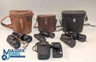 Binocular and Camera lot, to include Regent 10x 50 in leather case, military issued case No.5