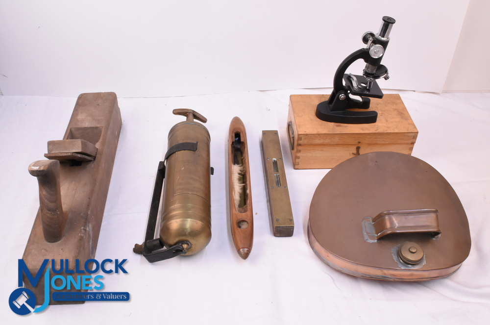 A lot of assorted collectables - a Jack Plane, Brass Fire Extinguisher, a Hills of Birmingham Spirit