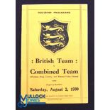 Rare 1930 Rugby Programme, British & I Lions v Waikato, King Country & Thames Valley: Official