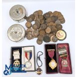 Medal & Coins Lot a collection to include a Masonic gilt silver metal 1936, 1937 Coronation metal,