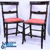 Carved Chairs Attributed to Charles Peace (famous Victorian burglar and murderer). Pair of carved