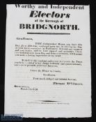 Bridgnorth Election Poster 1829: a letter addressed to the Electors of Bridgnorth by Thomas