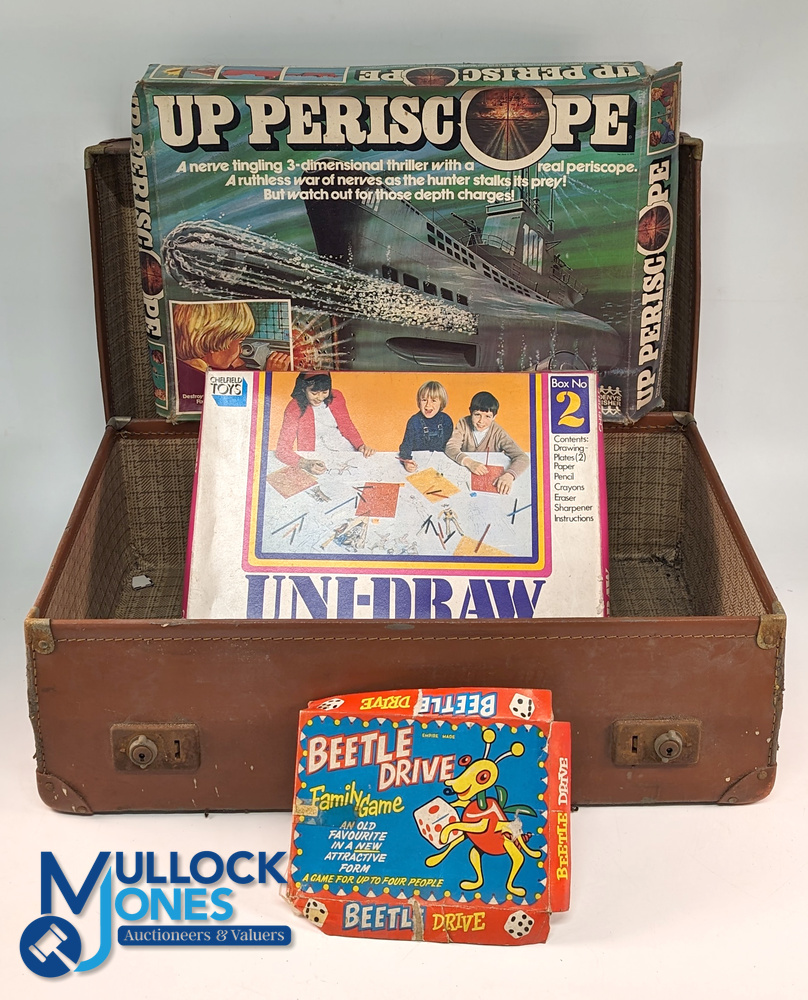 Vintage Board Games: an old suit case with contents of Casdon Soccer played by Bobby Charlton, - Image 2 of 2