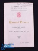1928 Stewart's Coll FP v Bradford Signed Dinner Menu: 13 autographs neatly pencilled to this