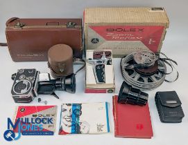 Bolex Zoom Relex P1 8mm Camera in leather case with instructions handbook, the leather case has 1