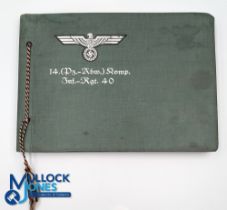 Original WWII 14 (Pz Abw) Romp Inf-Rgt. German Infantry Soldier Photo Album with a good selection of