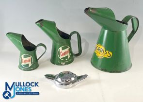 Castrol Oil Morris Oil Advertising Jugs, 2 small Castrol Oil Jugs with a larger Morris Lubricants