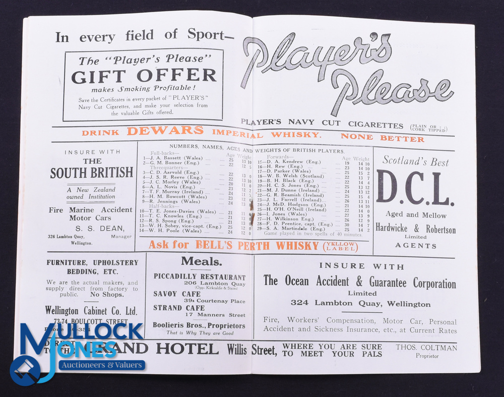 Rare 1930 Rugby Programme, British & I Lions v Wellington: Official Programme from the game lost 8- - Image 2 of 2