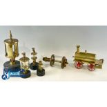 5x Live Steam Engine Traction Engine Locomotive brass and glass Hit and Miss Engine Oilers, assorted