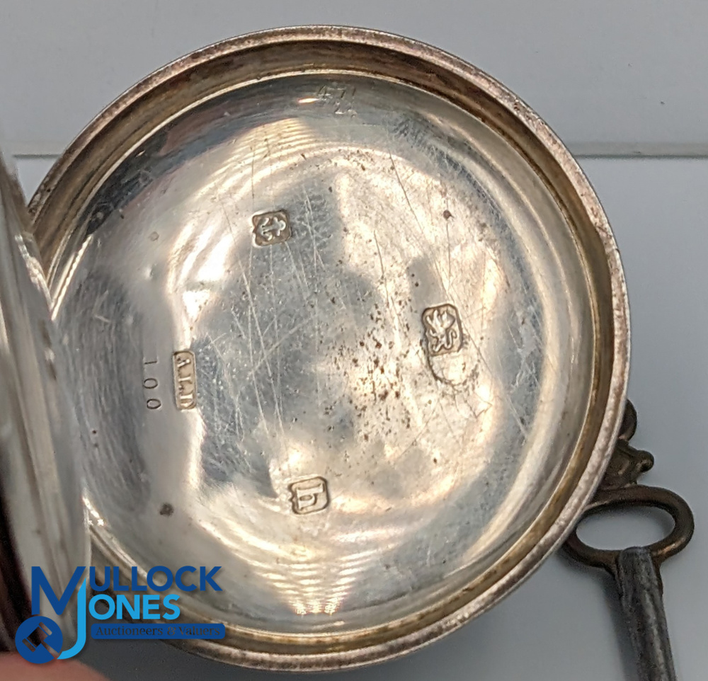 Waltham Silver Pocket Watch, a chunky pocket watch Birmingham 1907 hallmarked case - with its key in - Image 2 of 3