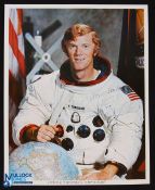NASA - Russell Schweickart - Apollo 9 - colour 10x8 showing him seated in space suit signed across