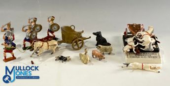 J Hill Co Lead Soldiers Roman Legion Figures, Horses, Chariot, 5 good legion figures the horses have