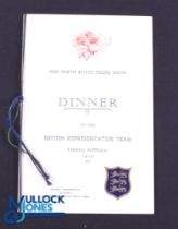 Rare 1930 British & I Lions Menu: Dinner following the Test against Australia at Sydney, 4pp fold