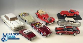 Tinplate Diecast Car Models, 4 tinplate friction models new and older, made in China, plus Burago
