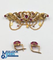 c1980 Pair of 18ct Gold Soviet Union Ruby Earrings, marked Hammer & Sickle 750 with factory-made