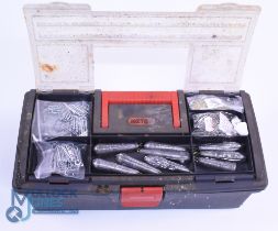 Keter Plastic Tool Box 13" x 7" x 5" containing a lead weight moulding kit as follows: In the lid