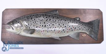 Carved & Mounted Fish - Brown Trout by Nick Podolsky (1960-2013) - a fishing guide, known for his
