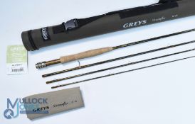 A fine Grey's Alnwick Stream Flex carbon trout fly rod 10ft 4pc line 5 alloy double uplocking reel