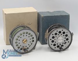 Sharpes of Aberdeen "The Gordon" alloy trout fly reel 3 1/2" wide spool black handle, constant