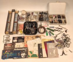 Reel & Rod Repair Spares: a box of mainly Michell and Penn reel parts, oils, tools, instructions,