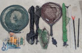 Selection of Fishing Landing Nets, Net Heads, scoop net by Daiwa Wilderness with gear keeper clip,