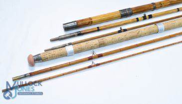 Black Seal 12' 3-piece split cane river rod, red agate butt/tip rings, burgundy close whipped low