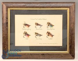 F McPhillips traditional salmon flies, 6 mounted and framed, 18.5" x 14.5", tied on 4/0 hooks