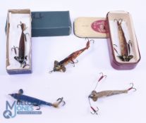 Collection of 4 Soleskin Phantom minnows, in body sizes 3"-4", including one by Malloch of Perth,