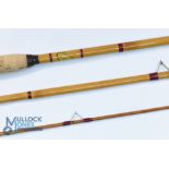 Allcock 11' 3 piece whole and split cane coarse fishing rod, lightly restored, ceramic butt and