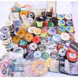 Large collection of Monofilament line coarse and sea fishing, several unmarked fly lines in bags