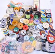 Large collection of Monofilament line coarse and sea fishing, several unmarked fly lines in bags