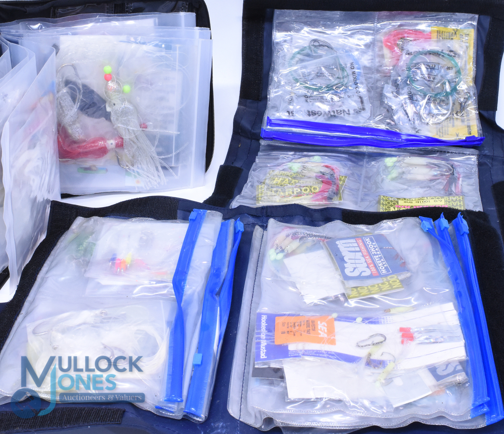 A collection of large rig wallets, full of sea fishing rigs: 2x Team Shakespeare, 8 zip lock sleeves - Image 2 of 2