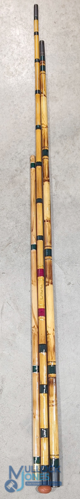 3 Whole Cane Landing Net Handles and tip tube, walking stick, all in great condition signed Paul