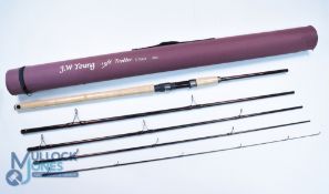 J W Young carbon travel trotter rod 13ft 5pc 24" handle, up locking reel seat, lined stand off rings