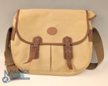Fine Barbour canvas and leather fishing bag, with waterproof liner, webbing shoulder strap,