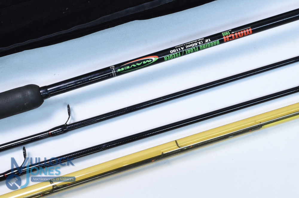 Maver Match Bagging Float/Feeder carbon rod 12ft 2pc with spare variable tip, 22" handle with down - Image 2 of 3