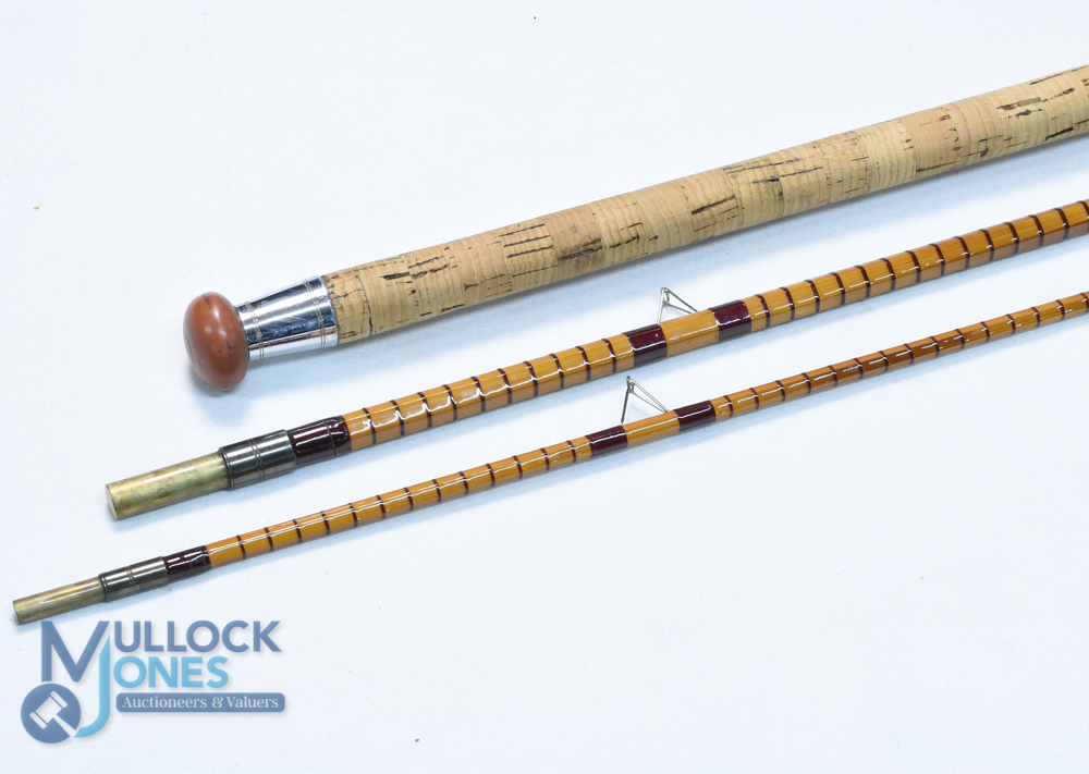 B James & Sons London England "The Avocet" split cane float rod 11ft 3" 3pc 24" onion handle with