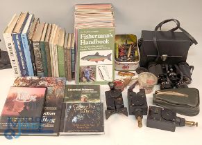 Fishing Tackle Accessories Magazines and Books, DVD CD, a mixed lot to include Tasco 7x 15 x 35