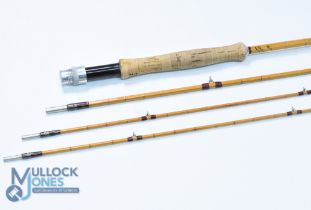 A fine Hardy Alnwick "The Deluxe" Palakona split cane trout fly rod 9ft 3pc with spare tip,
