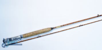 J Peek & Son, 40 Grays Inn Road, London, split cane light trout fly rod 8ft 6" 2pc alloy uplocking