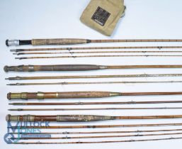 A collection of whole and split cane rods for the restorers, as follows: Hardy "The Gold Medal"