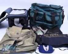 A collection of tackle bags as follows: Fladen case - 4 plastic cases with moveable sections, 12"