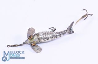 A contemporary artisan made articulated metal lure in the Gregory style. 2" body with paste eyes