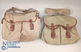 2 Canvas and leather shoulder Fishing Bags by Brady and Barbour, both in used condition with good